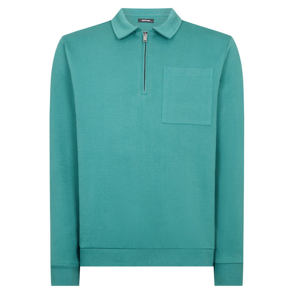 Remus Uomo 58877 37 Teal Half Zip Sweatshirt