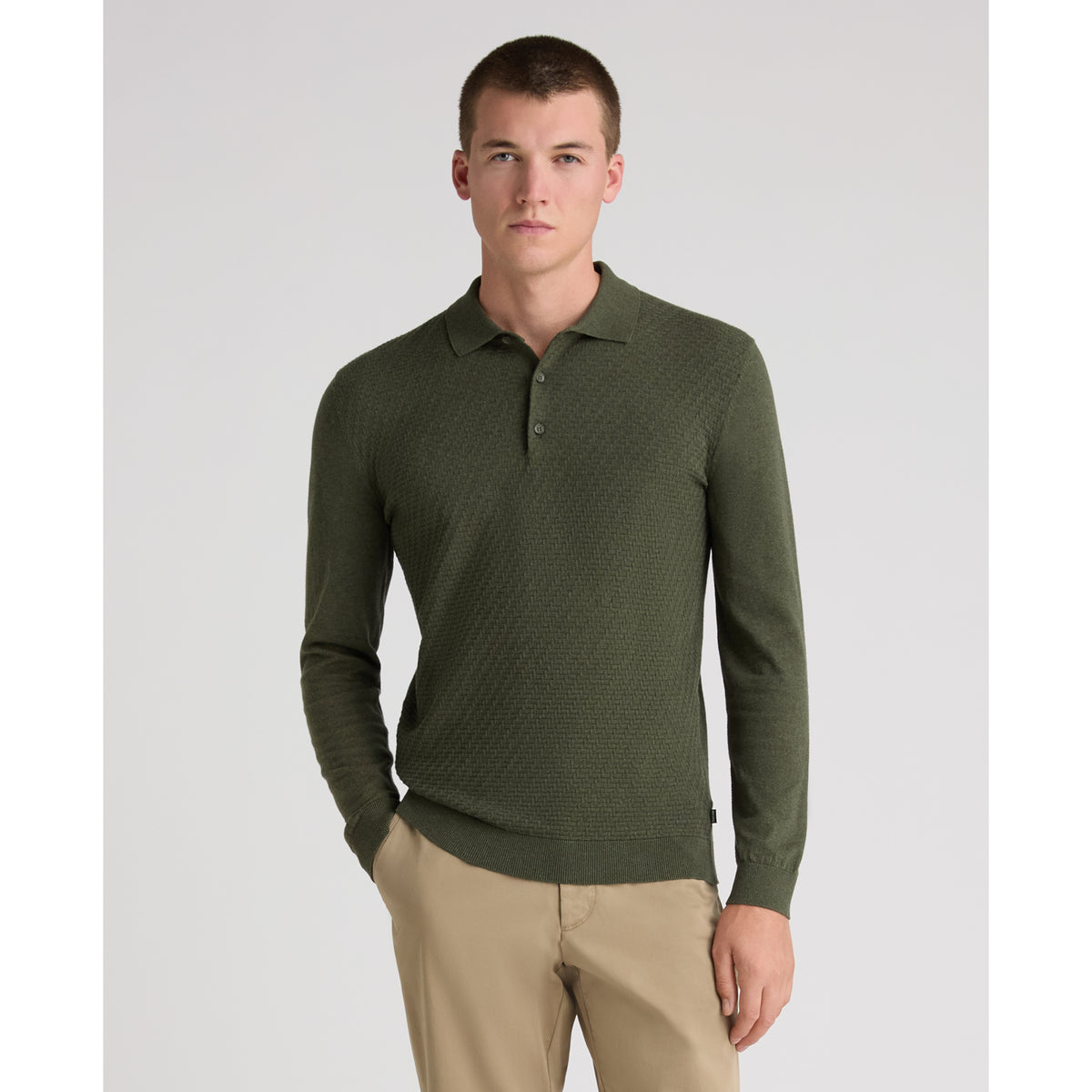 Remus Uomo 58881 36 Green Long Sleeve Knit Half Zip