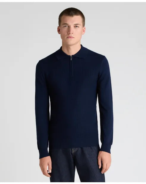 Remus Uomo 58883 29 Dark Blue Blue Long Sleeve Knit Half Zip