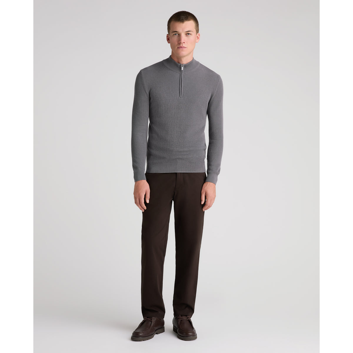 Remus Uomo 58890 06 Grey Long Sleeve Knit Half Zip