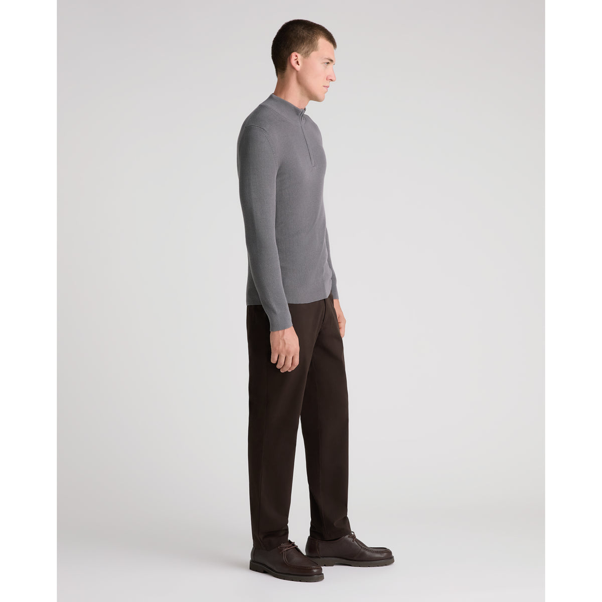 Remus Uomo 58890 06 Grey Long Sleeve Knit Half Zip