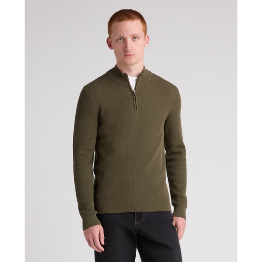 Remus Uomo 58890 34 Green Long Sleeve Knit Half Zip