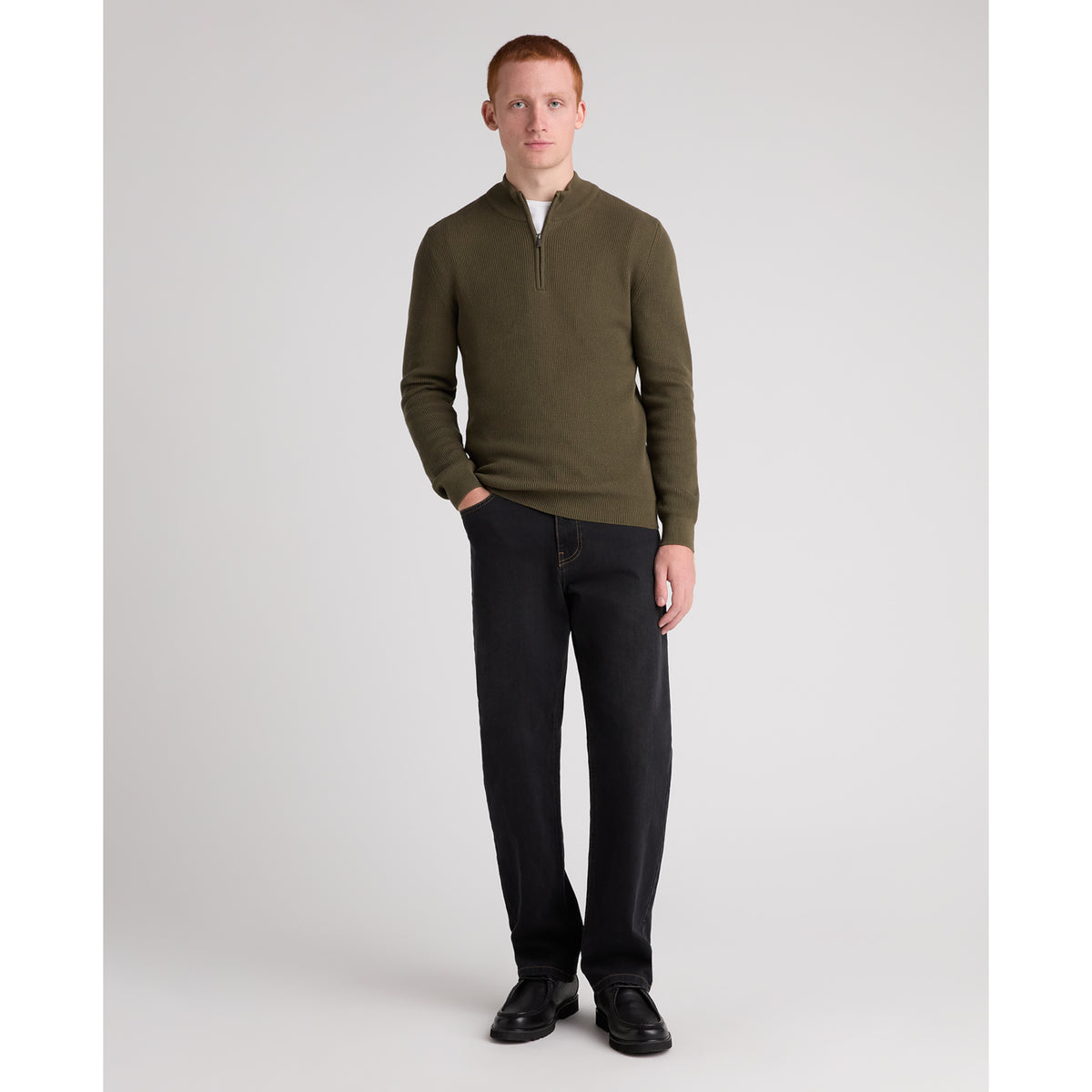 Remus Uomo 58890 34 Green Long Sleeve Knit Half Zip