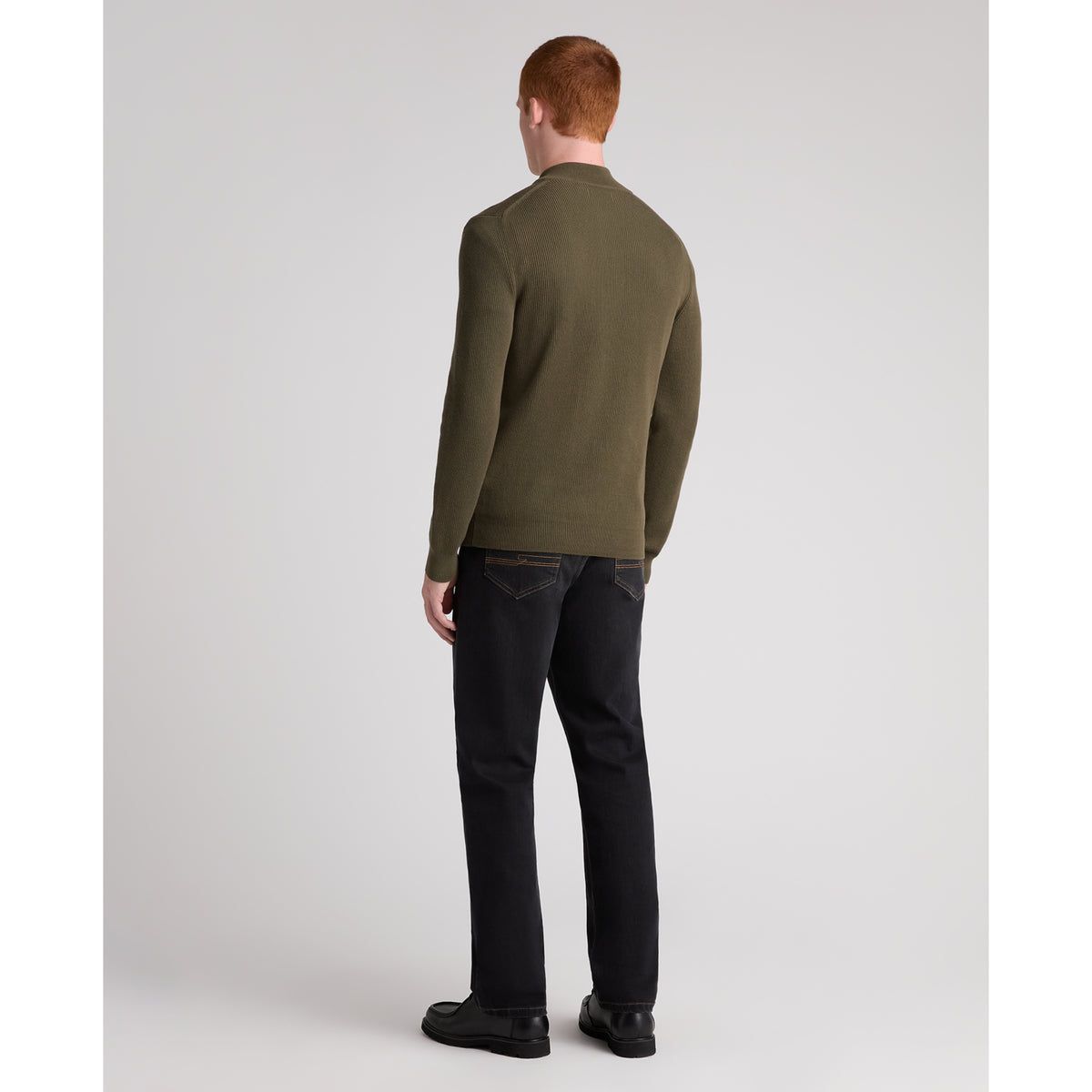 Remus Uomo 58890 34 Green Long Sleeve Knit Half Zip