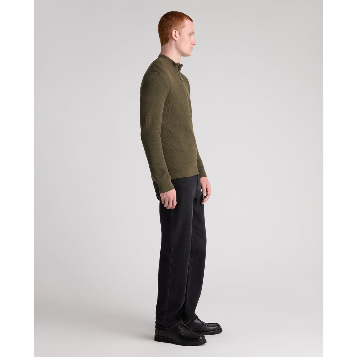 Remus Uomo 58890 34 Green Long Sleeve Knit Half Zip