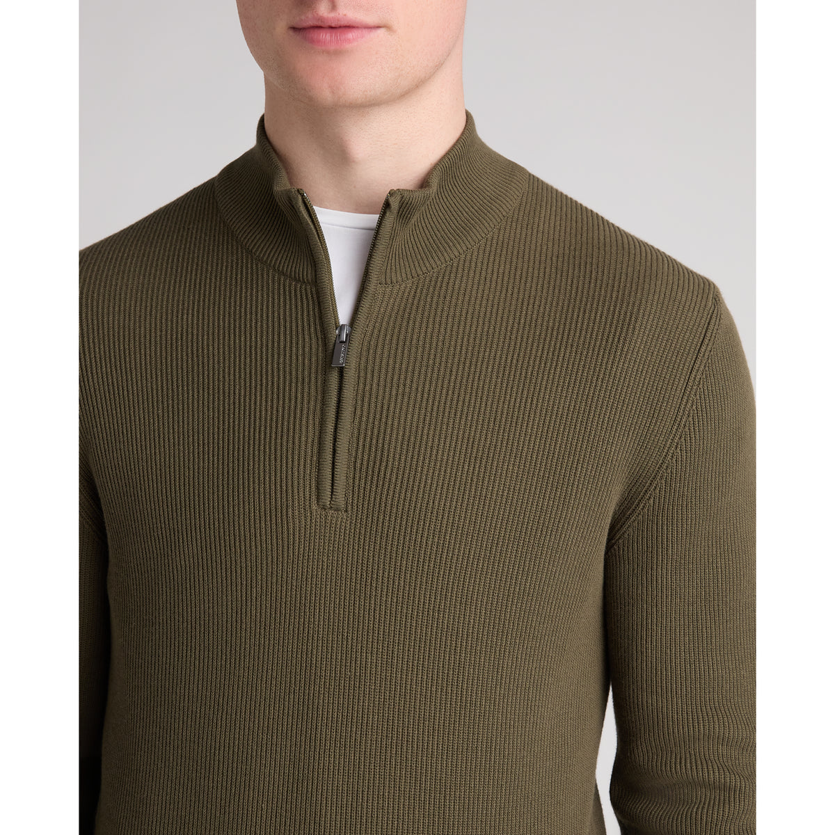 Remus Uomo 58890 34 Green Long Sleeve Knit Half Zip