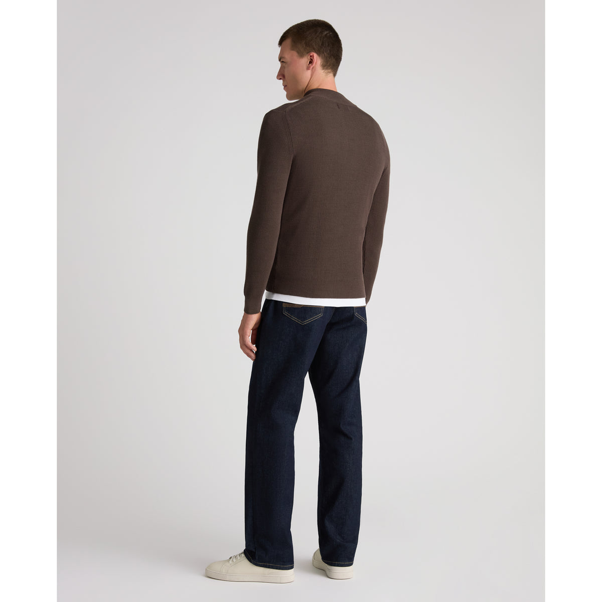 Remus Uomo 58890 47 Brown Long Sleeve Knit Half Zip