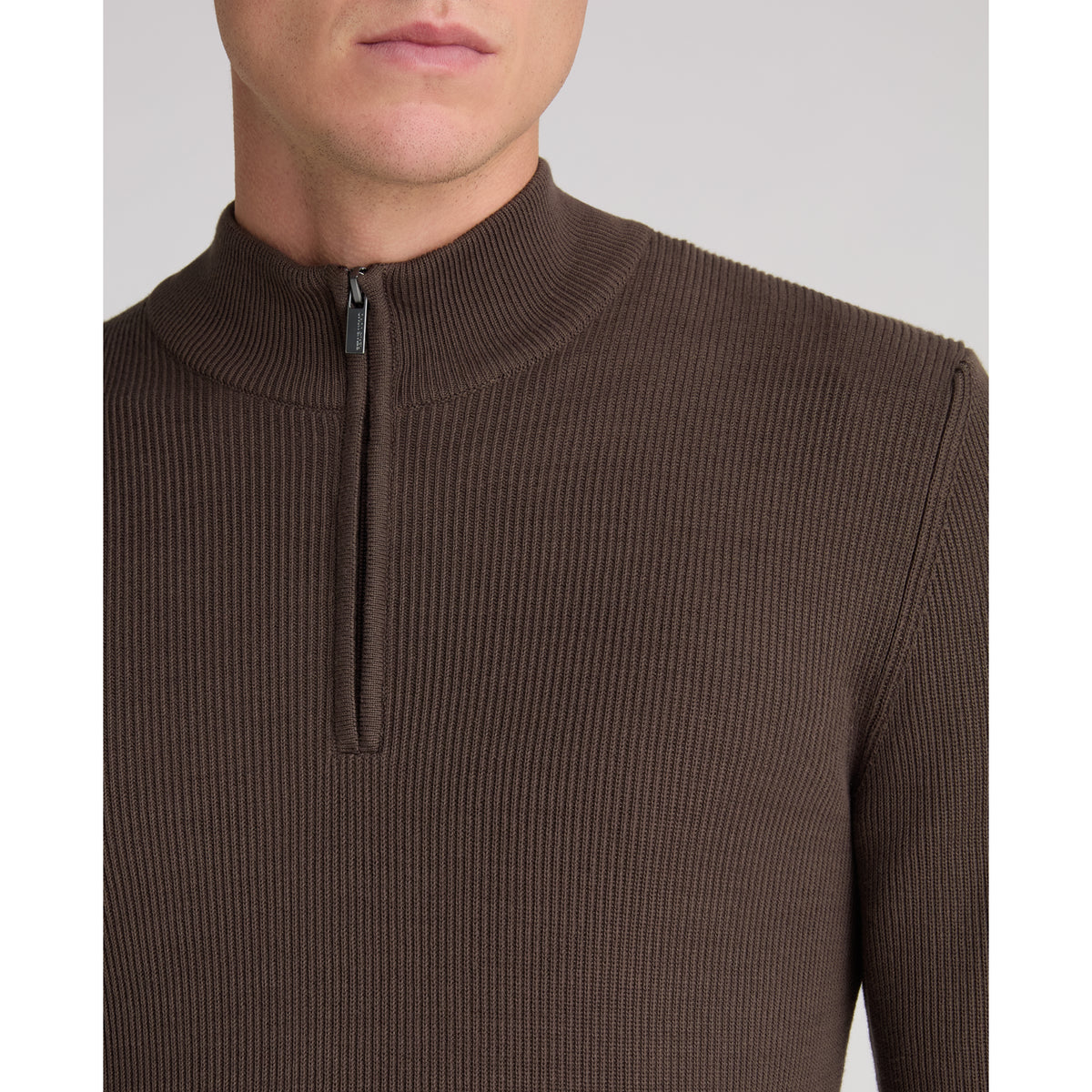 Remus Uomo 58890 47 Brown Long Sleeve Knit Half Zip