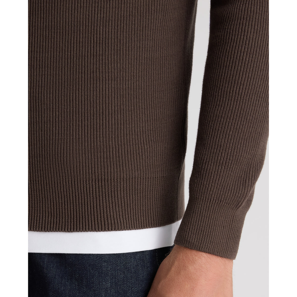 Remus Uomo 58890 47 Brown Long Sleeve Knit Half Zip