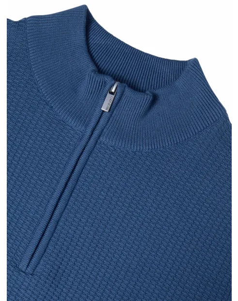Remus Uomo 58892 25 Blue Long Sleeve Knit Half Zip