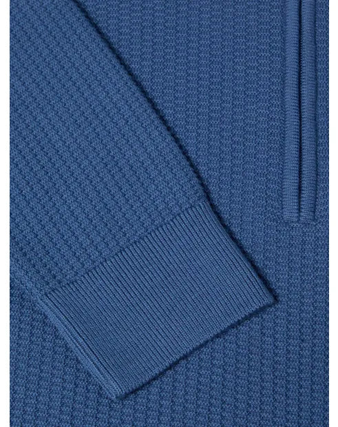 Remus Uomo 58892 25 Blue Long Sleeve Knit Half Zip