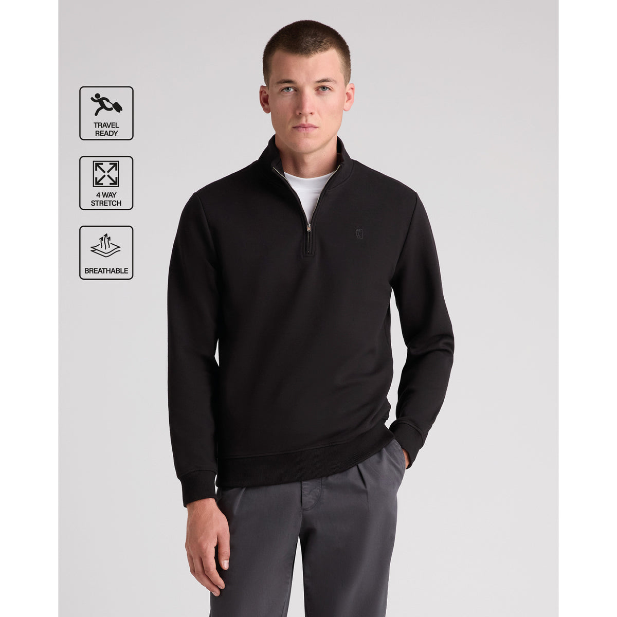 Remus Uomo 58901 00 Black Half Zip