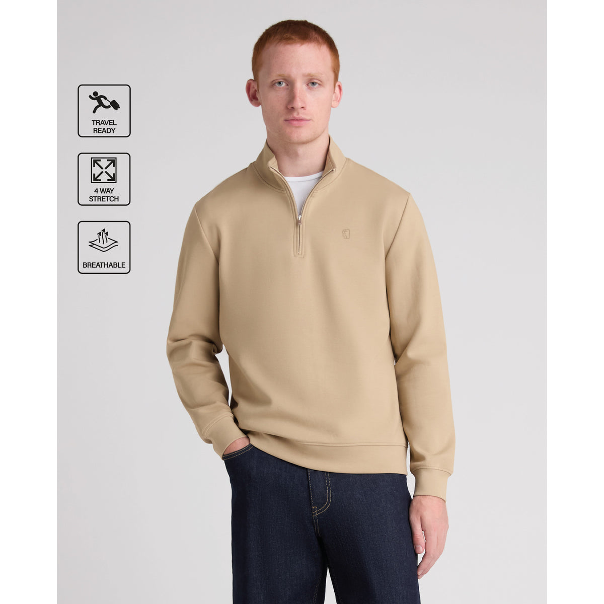 Remus Uomo 58901 93 Beige Half Zip