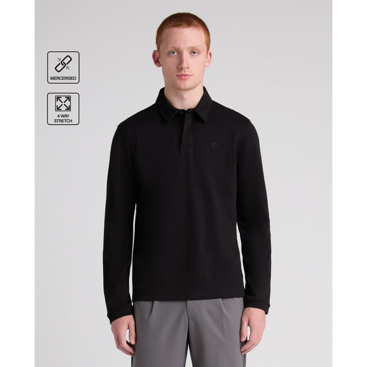 Remus Uomo 58972 00 Black Long Sleeve Polo