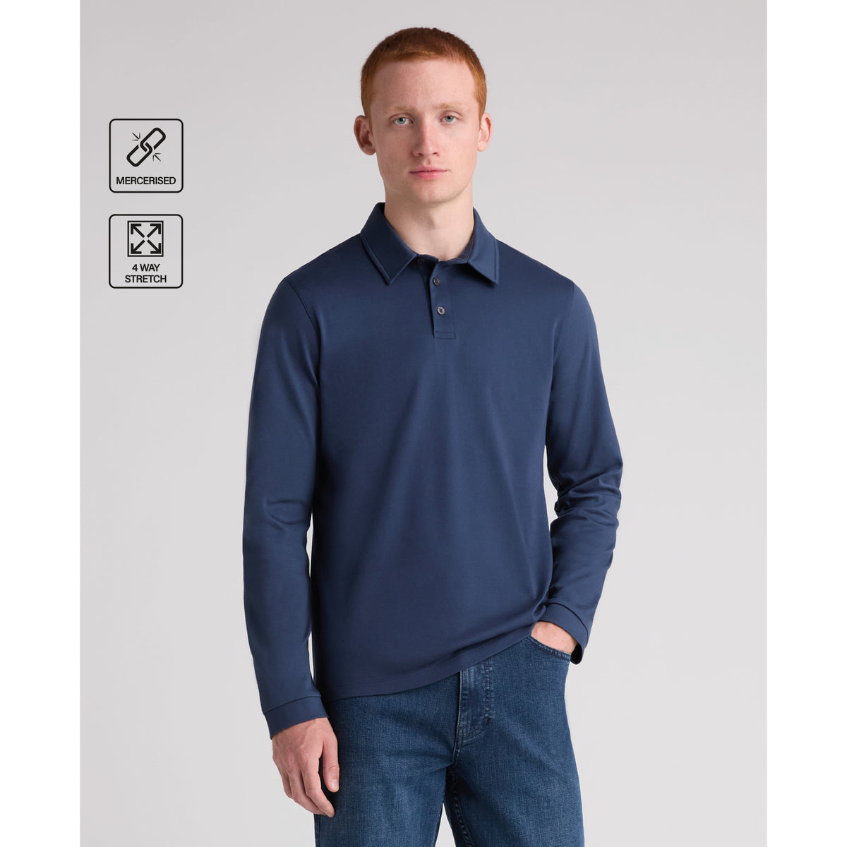 Remus Uomo 58972 29 Dark Blue Blue Long Sleeve Polo