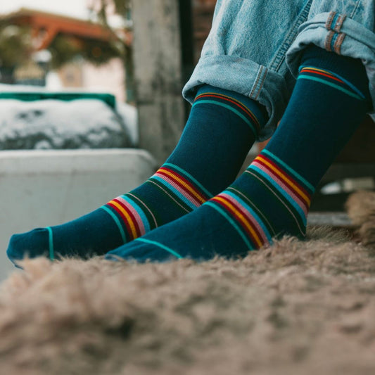 Swole Panda Navy Stripe Socks