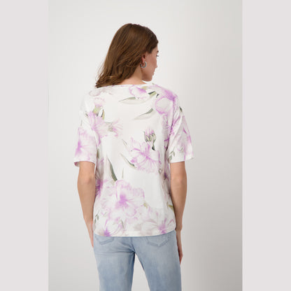 Monari 408225 419 Lavender Rose Pattern T-Shirt