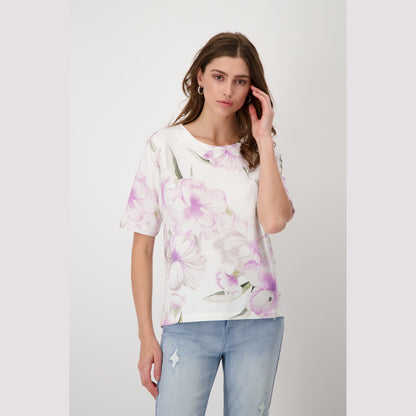 Monari 408225 419 Lavender Rose Pattern T-Shirt