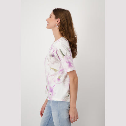 Monari 408225 419 Lavender Rose Pattern T-Shirt