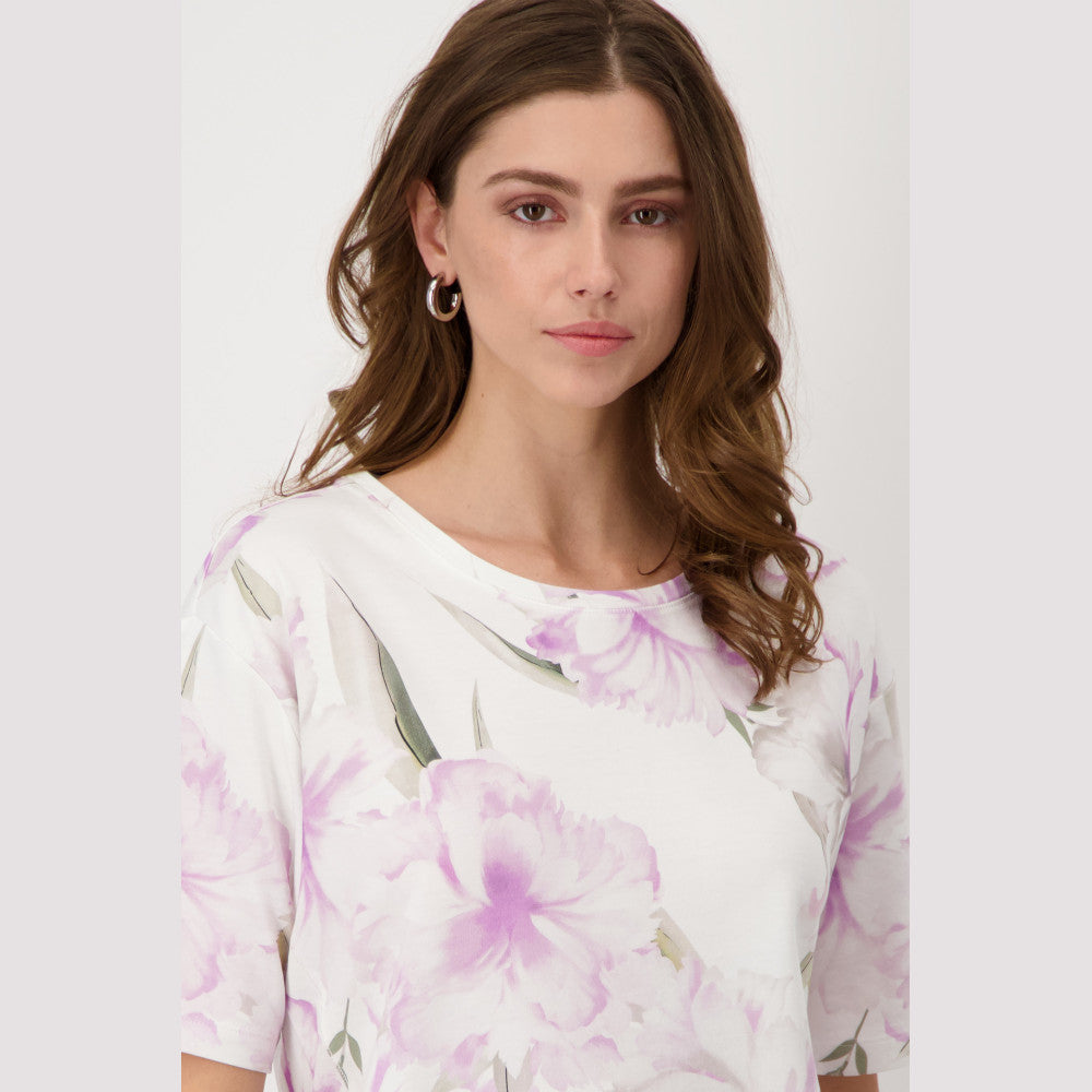 Monari 408225 419 Lavender Rose Pattern T-Shirt