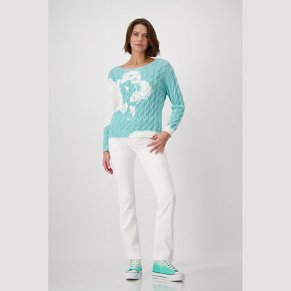 Monari 408336 645 Bright Mint Pattern Pullover