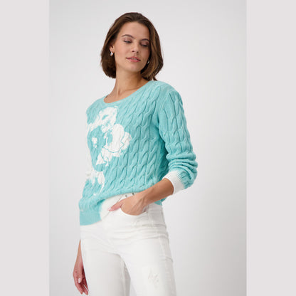 Monari 408336 645 Bright Mint Pattern Pullover