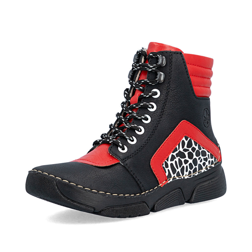 Rieker 45904-00 Black Combination Mid Height Boots