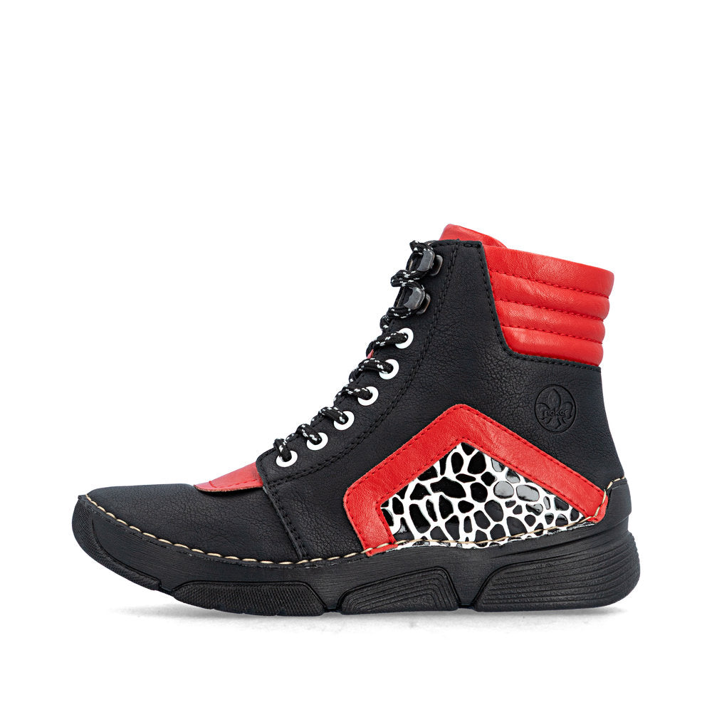 Rieker 45904-00 Black Combination Mid Height Boots