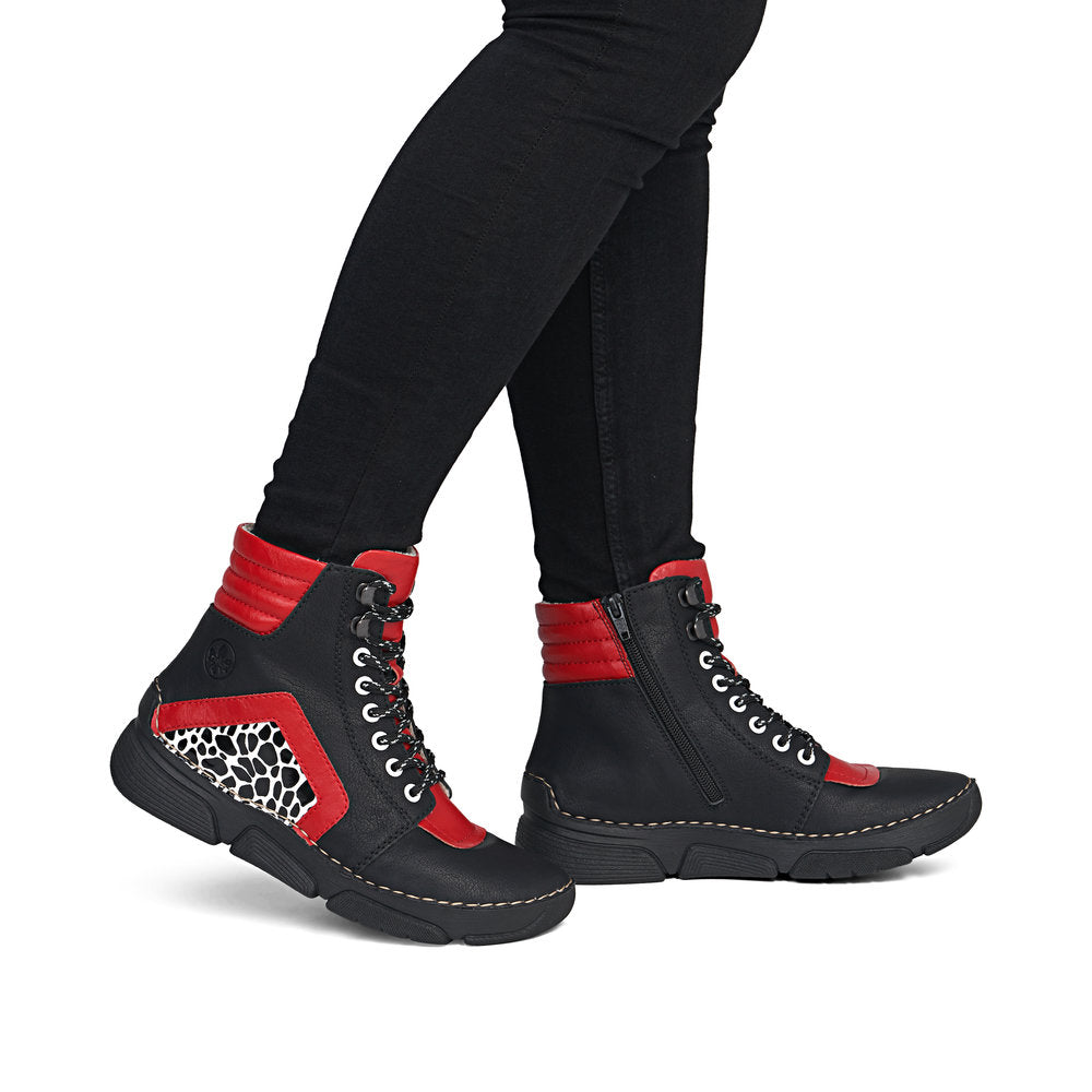 Rieker 45904-00 Black Combination Mid Height Boots