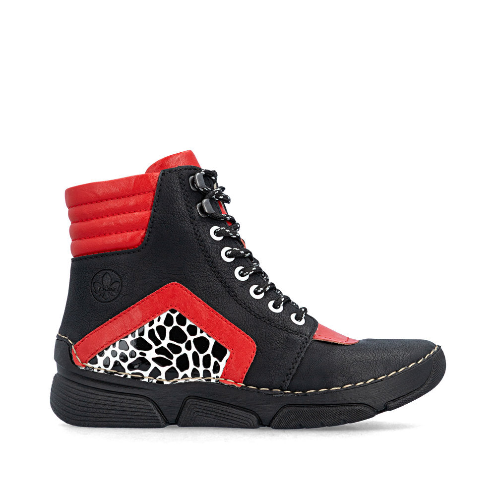 Rieker 45904-00 Black Combination Mid Height Boots
