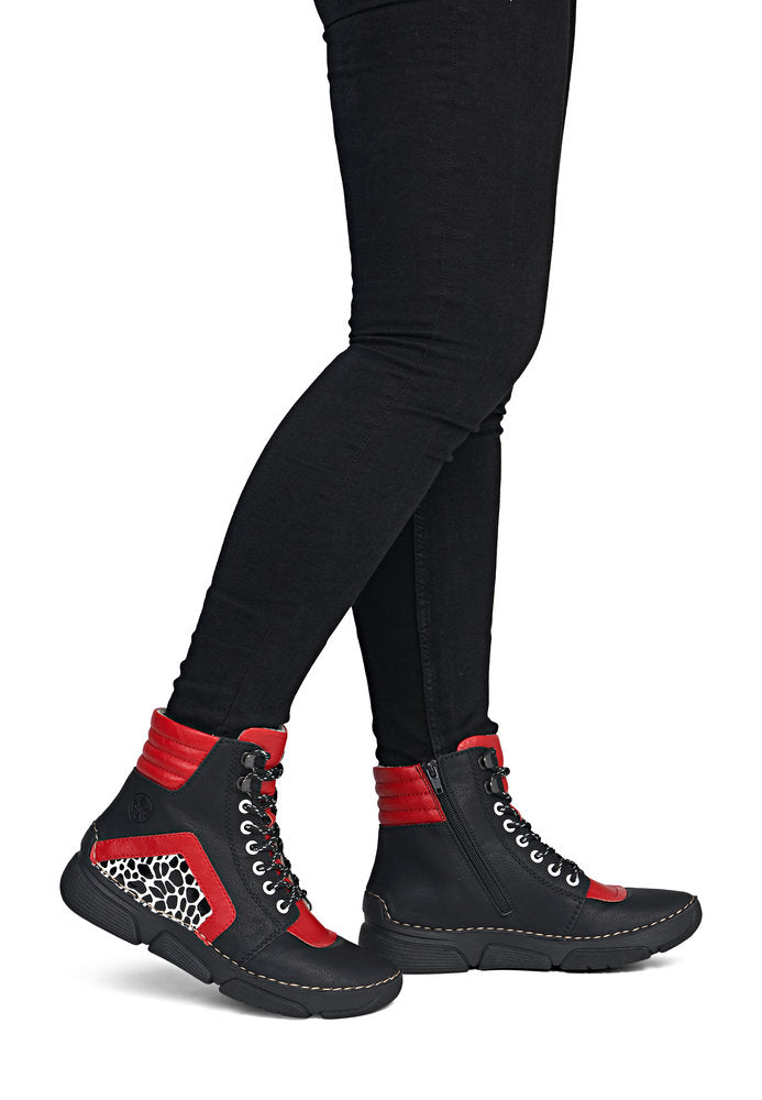 Rieker 45904-00 Black Combination Mid Height Boots