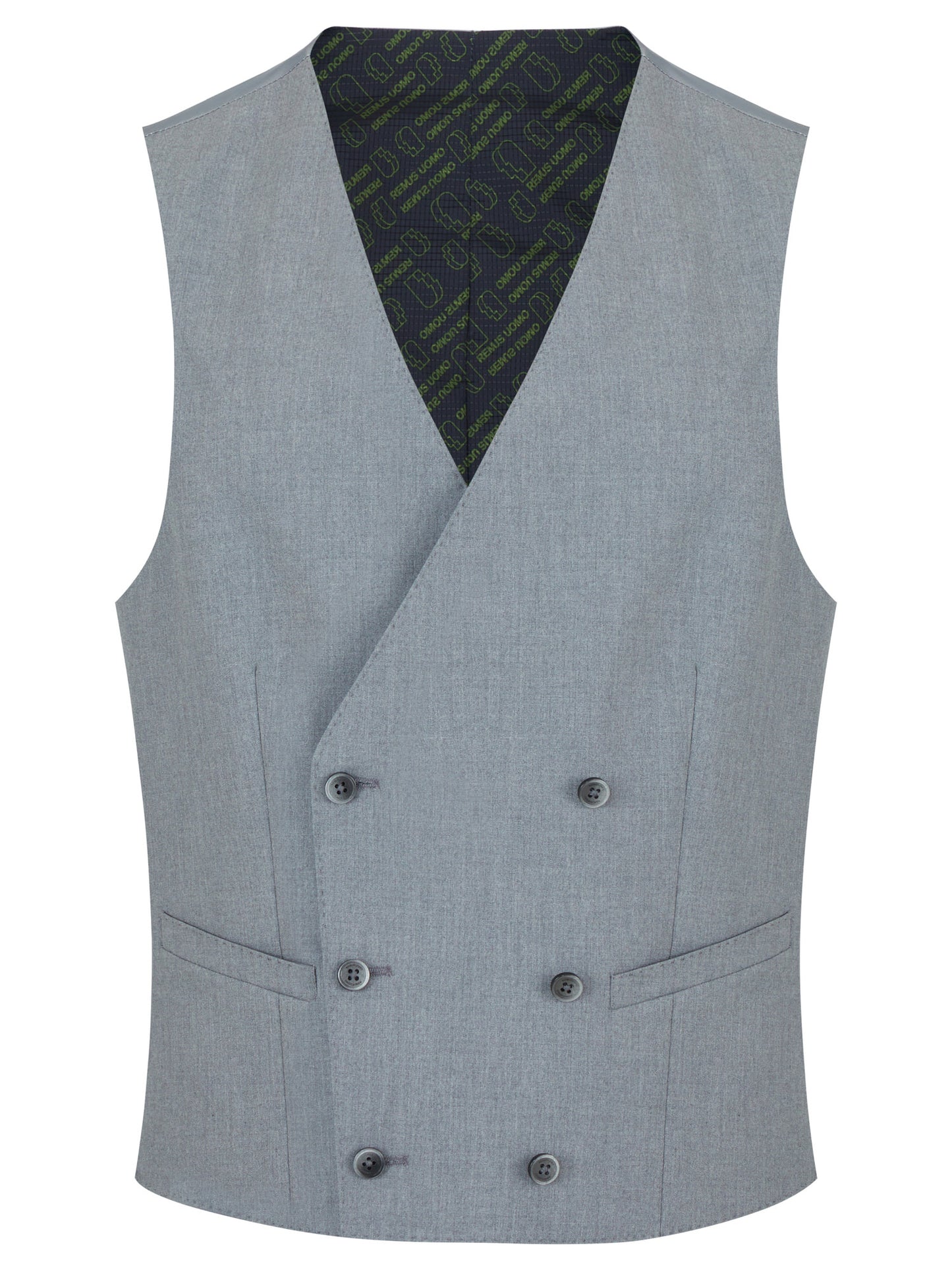 Remus Uomo 51880D 05 Grey Double Breasted Slim Suit Waistcoat