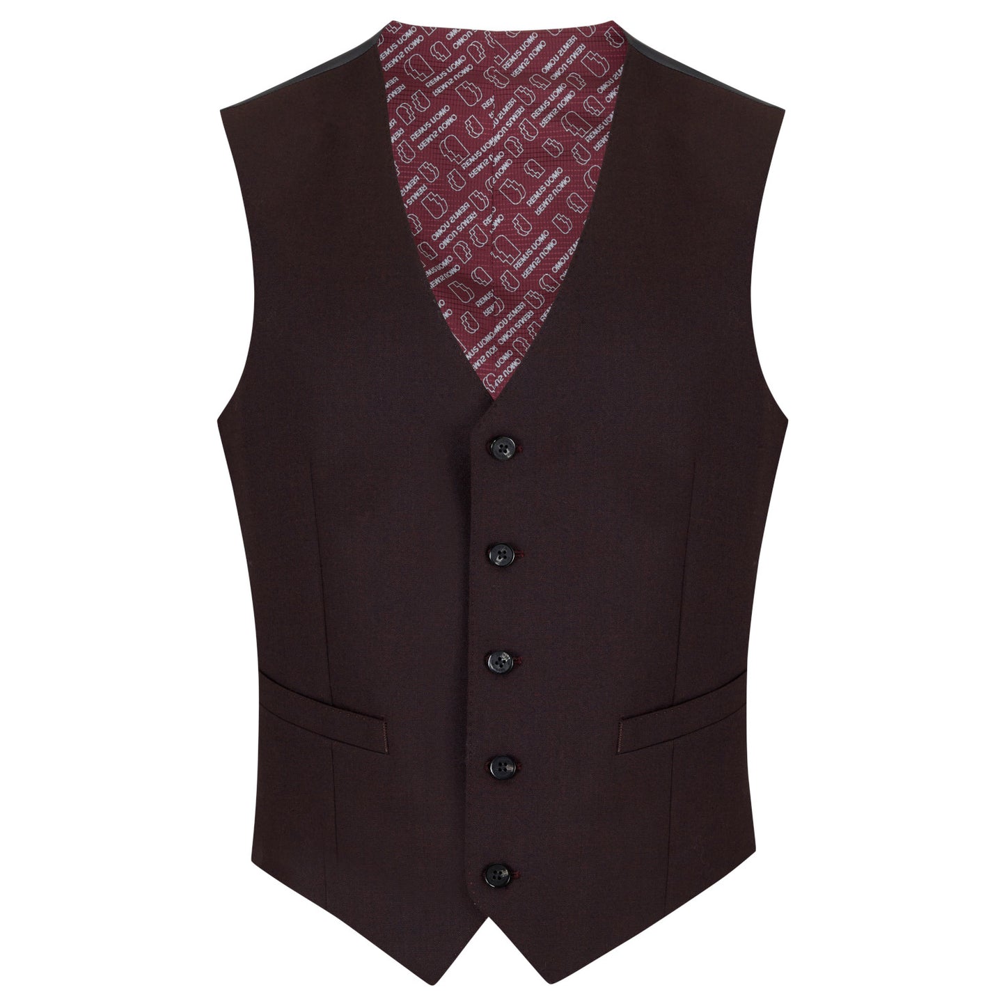 Remus Uomo 52051 69 Wine Tapered Waistcoat