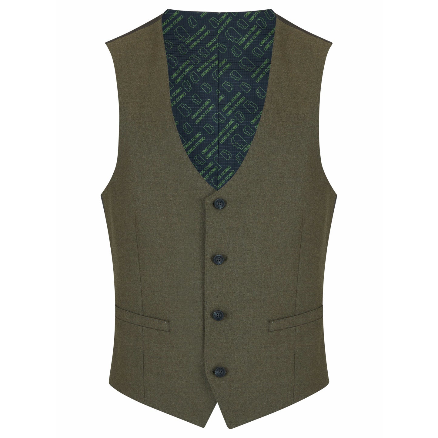 Remus Uomo 52280 36 Khaki Slim Waistcoat