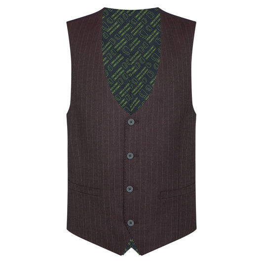 Remus Uomo 52728 68 Wine Stripe Slim Waistcoat