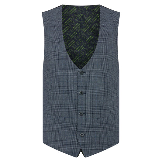 Remus Uomo 52730 26 Blue Check Slim Waistcoat