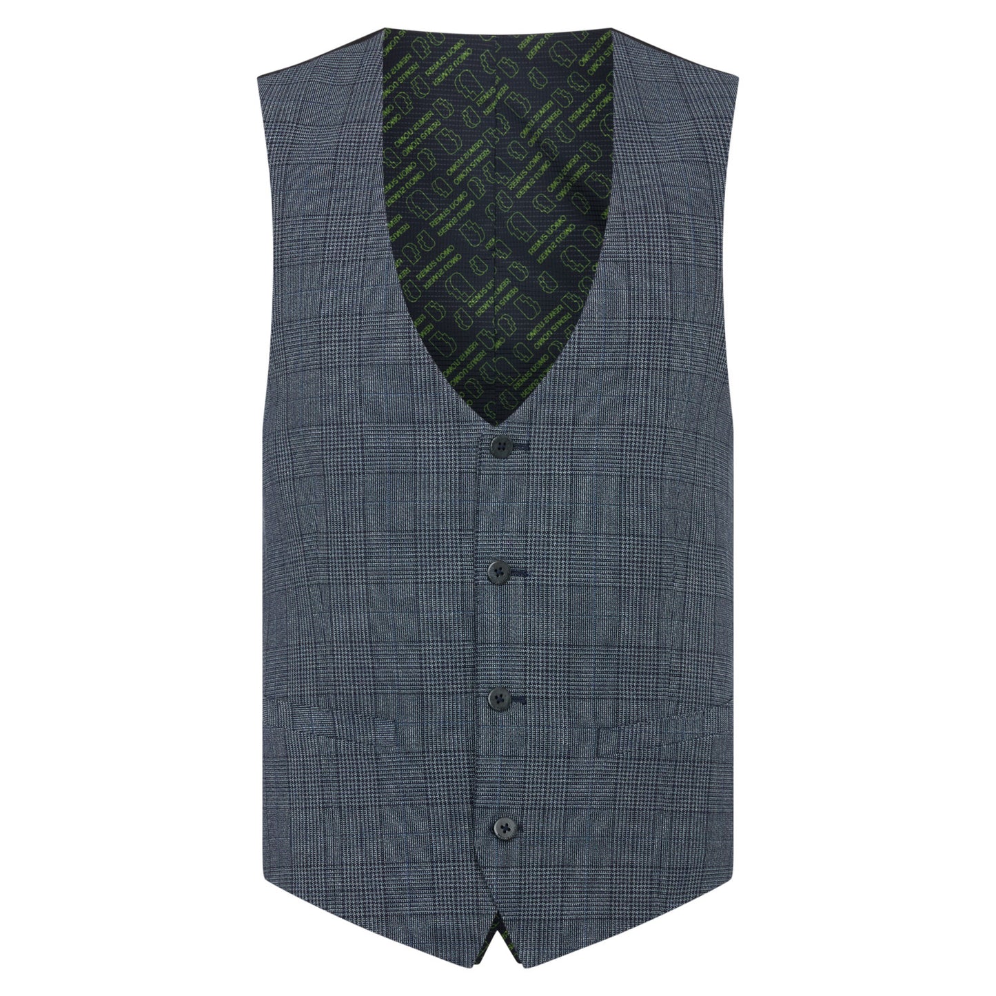 Remus Uomo 52731 26 Blue Check Tapered Waistcoat