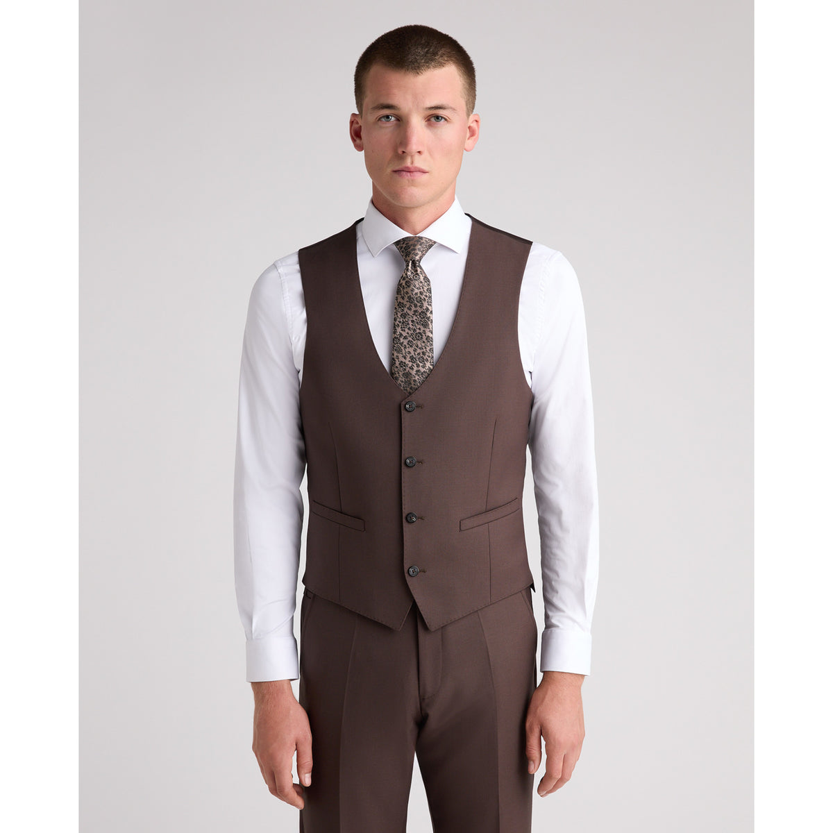 Remus Uomo 52740 47 Brown/Grey Waistcoat Slim