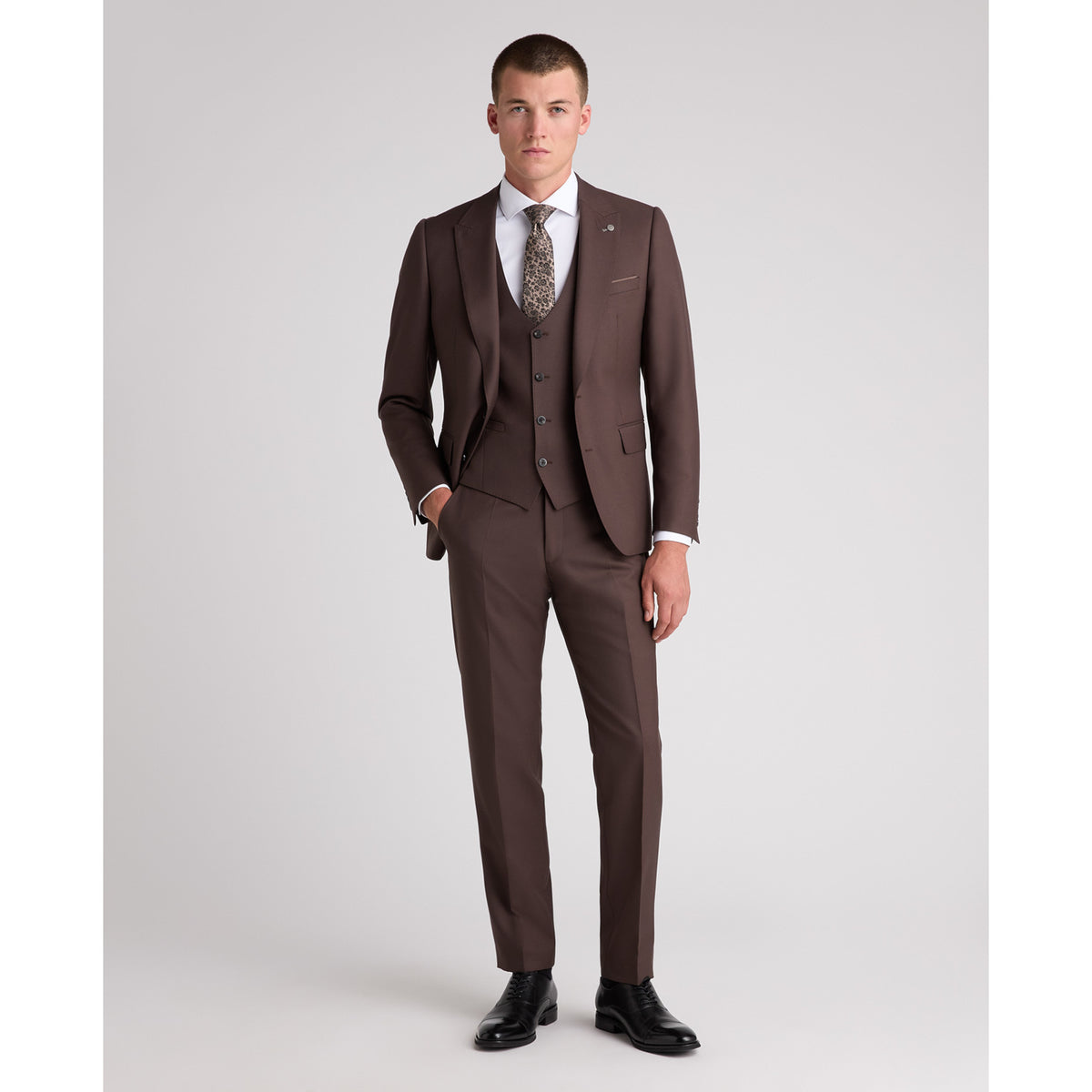 Remus Uomo 52740 47 Brown/Grey Waistcoat Slim