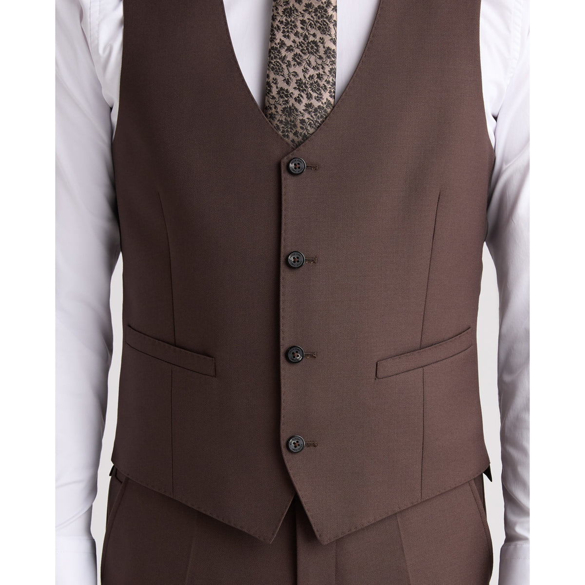 Remus Uomo 52740 47 Brown/Grey Waistcoat Slim