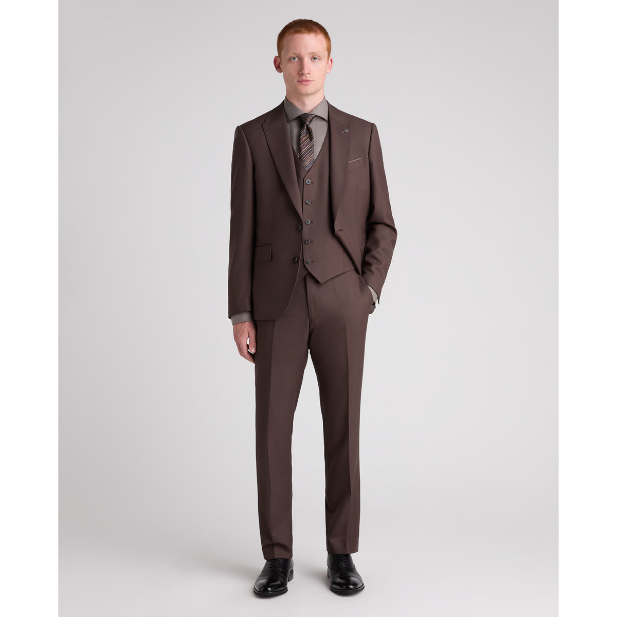 Remus Uomo 52741 47 Brown/Grey Waistcoat Tapered