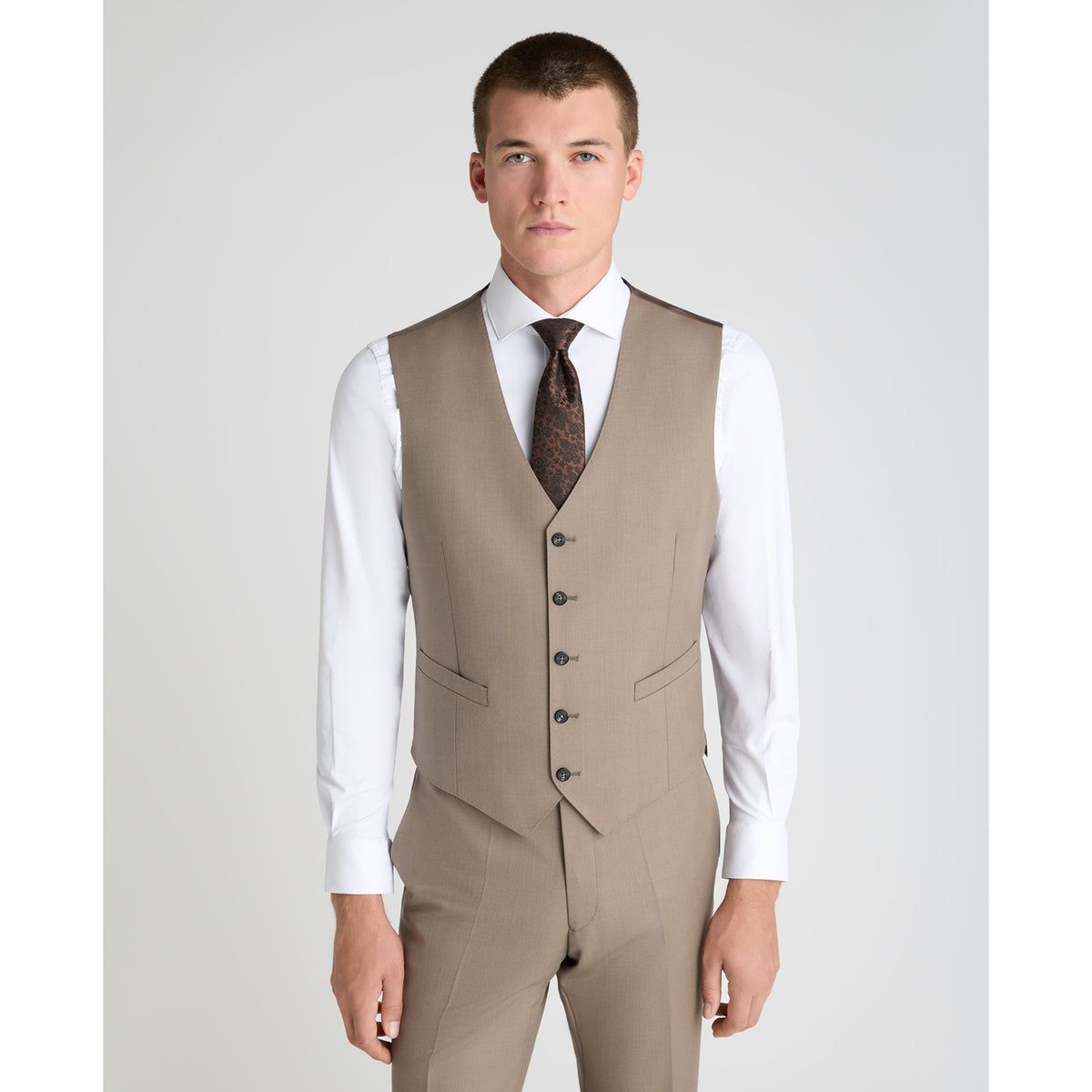 Remus Uomo 52741 96 Fawn Waistcoat Tapered