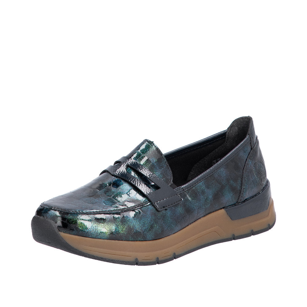 Rieker Femme 58960 Mocassin - Confort Et Style Turquoise