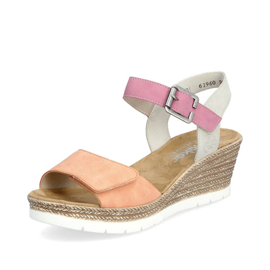 Rieker 61960-90 Apricot/Light Gray/Lipstick Sandals