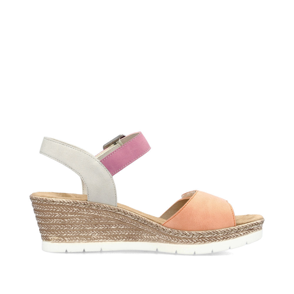 Rieker 61960-90 Apricot/Light Gray/Lipstick Sandals