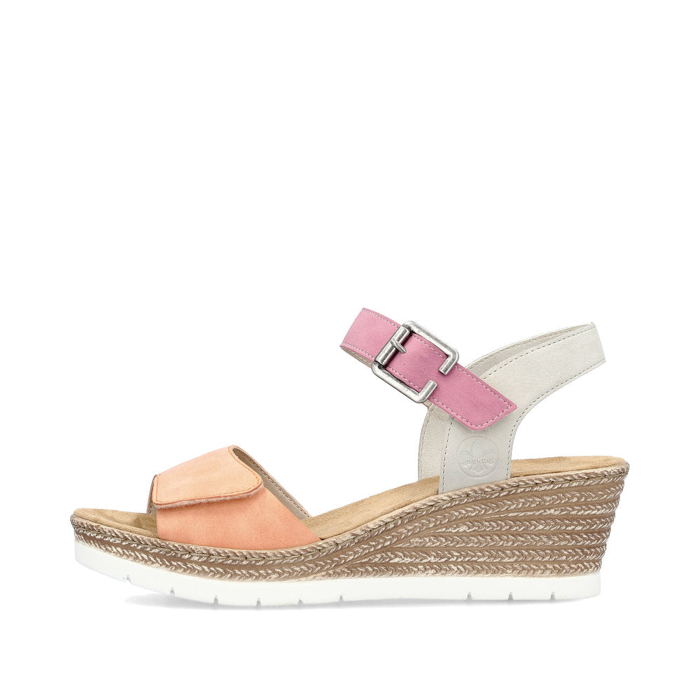 Rieker 61960-90 Apricot/Light Gray/Lipstick Sandals