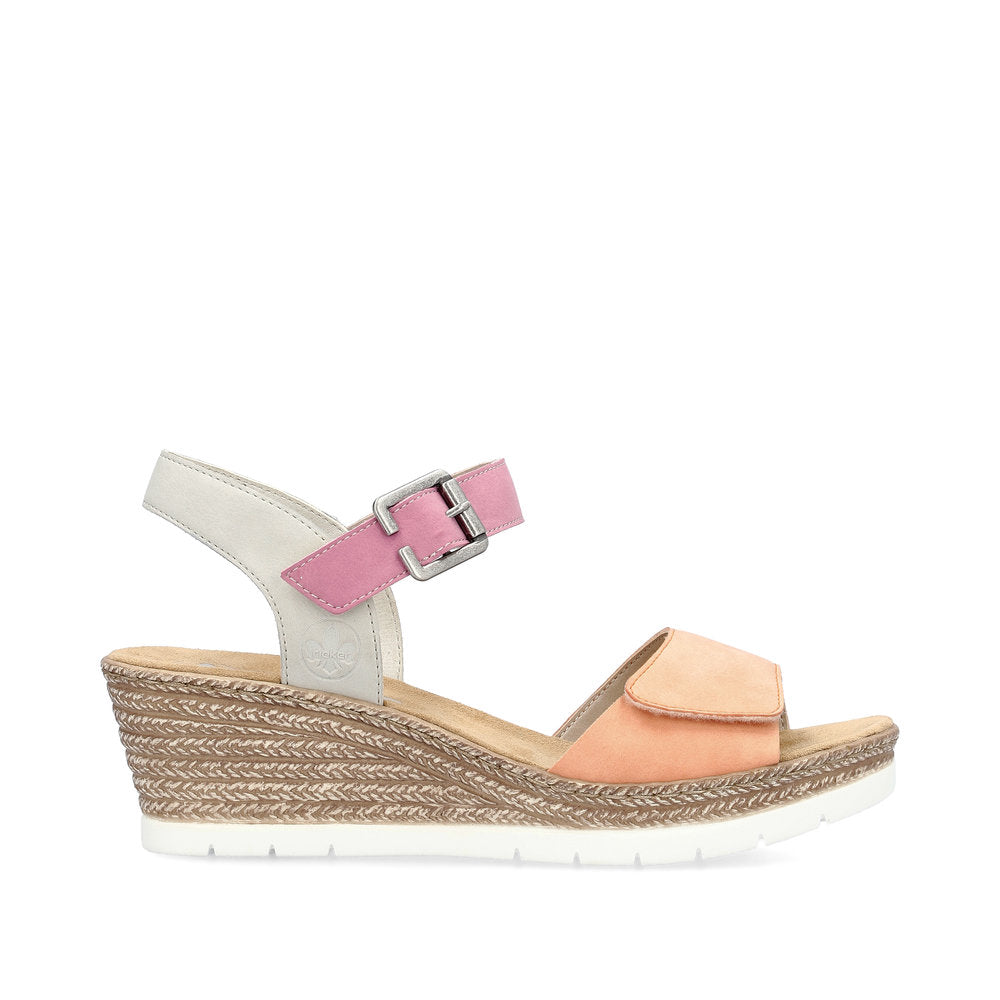 Rieker 61960-90 Apricot/Light Gray/Lipstick Sandals