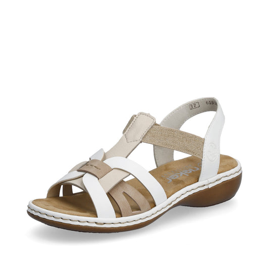 Rieker 65918-81 Pebble/Old Pink/White Sandals