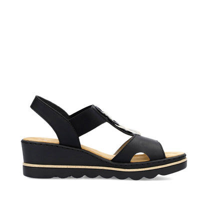 Rieker 67498-00 Black/Light Gold Sandals