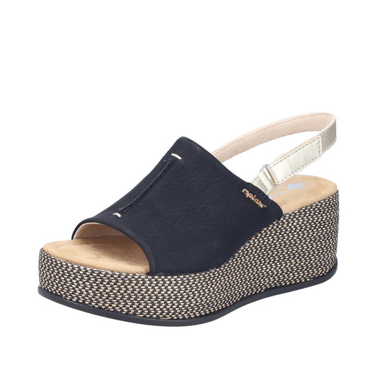 Rieker 69460-00 Black / Pale Gold Sandals
